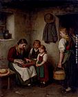Franz Von Defregger The Music Lesson painting
